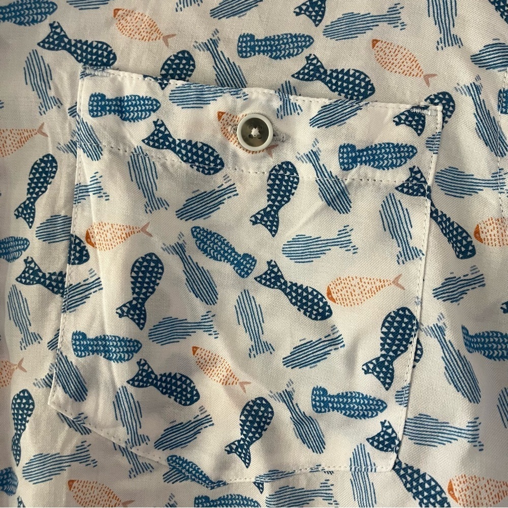 NWT Age Of Wisdom Men's Collared Shirt Fish Outdoors 100% Modal Sky Blue (Small) - Picture 4 of 7